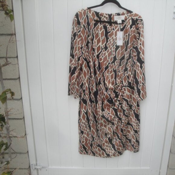 NEW Julie Brown Dress High-Quality Neutral Python Style#6045 Knit Dress 3X - Picture 1 of 6